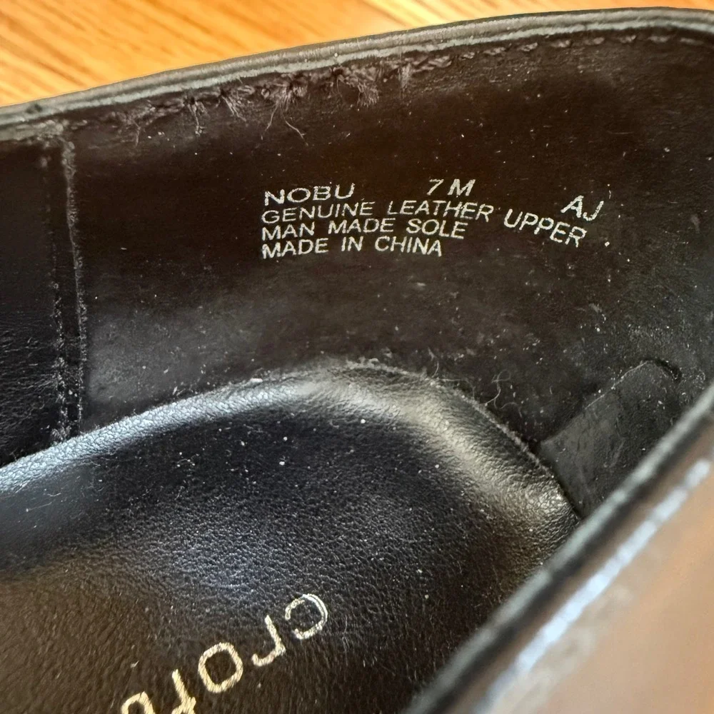 Croft & Barrow Y2K Black Leather Loafer‎ Chunky Heel Shoes Size 7